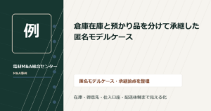 倉庫在庫と預かり品を分けて承継した匿名モデルケース