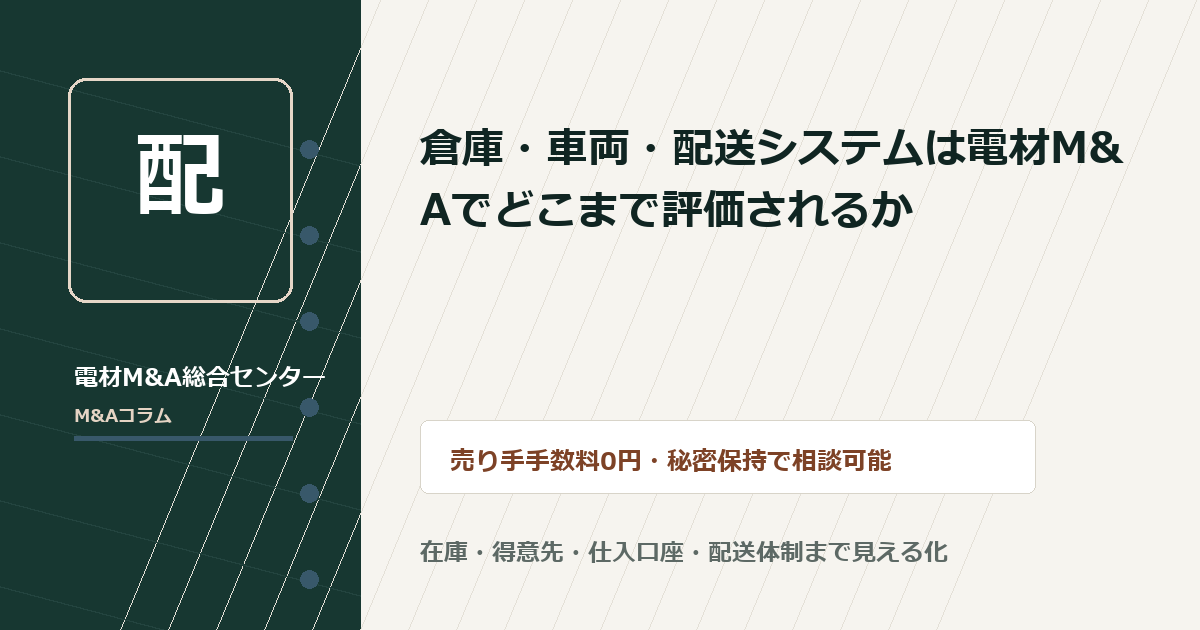 倉庫・車両・配送システムは電材M&Aでどこまで評価されるか