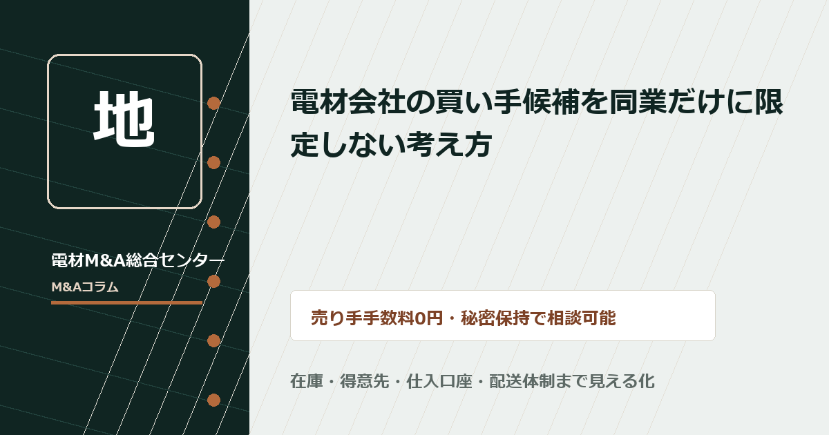電材会社の買い手候補を同業だけに限定しない考え方のアイキャッチ